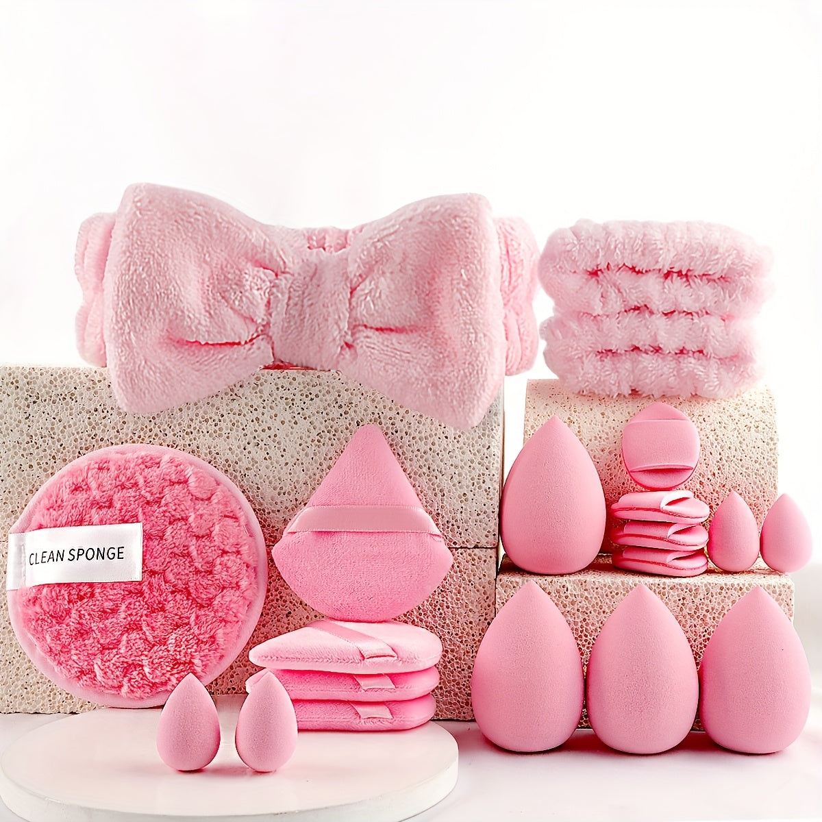 A Complete Pink Makeup Brush Set with 20/33pcs, Including Soft Brushes, Beauty Blenders, And Puffs, Catering to All Your Beauty Needs, Perfect As a Birthday, Christmas, Or New Year Gift.